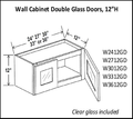 12" High Double Glass Door Cabinets - Shaker Espresso