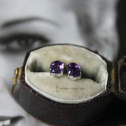 18ct White Gold Amethyst Earrings