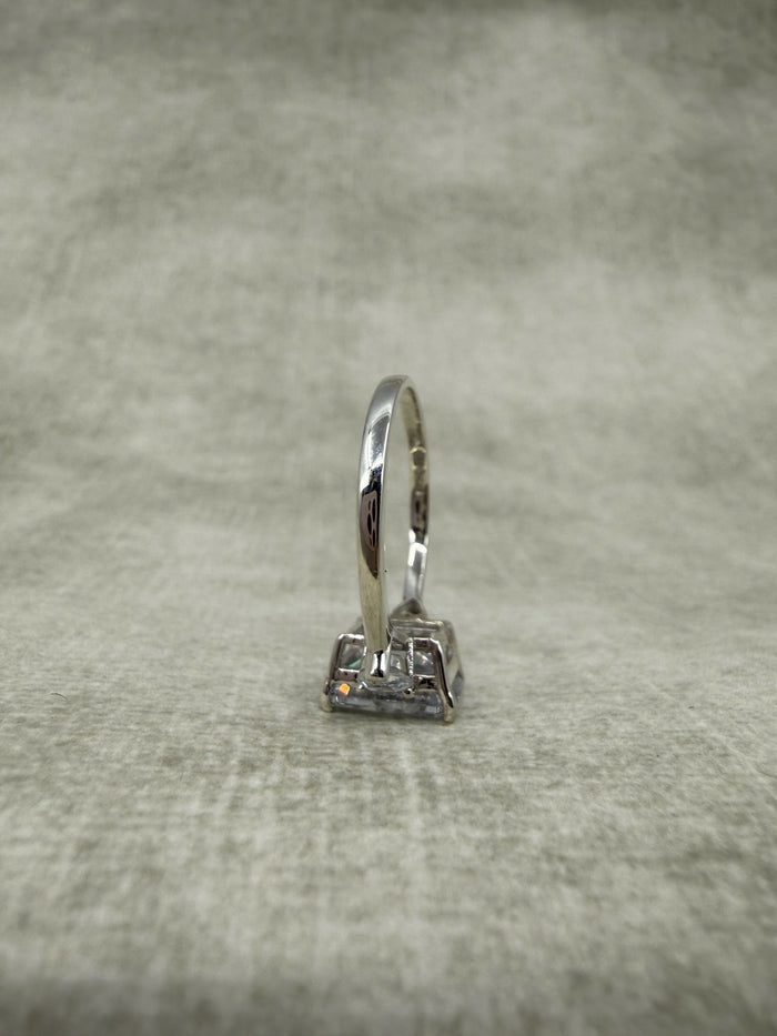 925 Silver 3 Carat Emerald Cut CZ Trilogy Ring