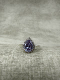 925 Silver Lavender CZ Pear Cut Halo Ring