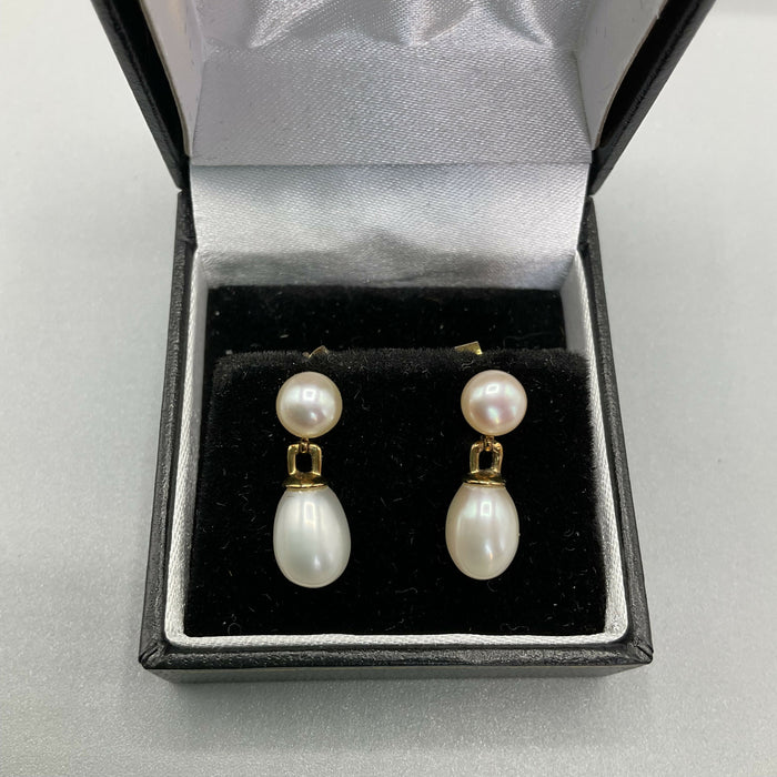 9ct gold and pearl drop earrings