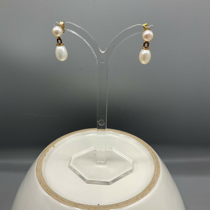 9ct gold and pearl drop earrings
