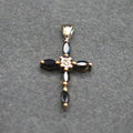 9ct gold blue spinel and diamond cross pendant
