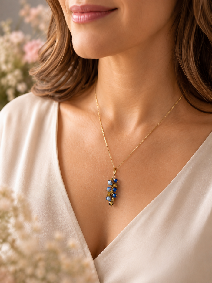 9ct Gold Murano Glass Bead Cluster Pendant – Venetian Art Glass – Chain Not Included