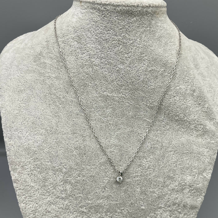 9ct White Gold and White Sapphire Pendant
