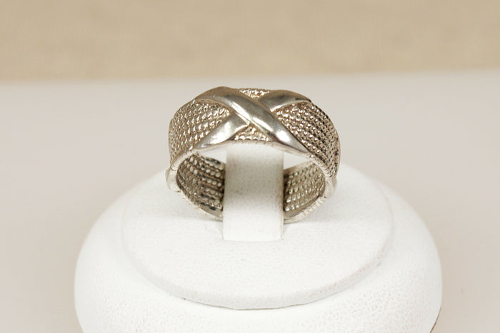 A Bold Sterling Silver Rope Design Band Ring