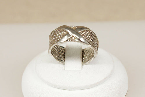 A Bold Sterling Silver Rope Design Band Ring