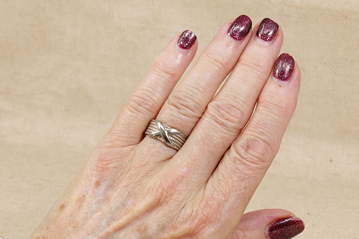 A Bold Sterling Silver Rope Design Band Ring