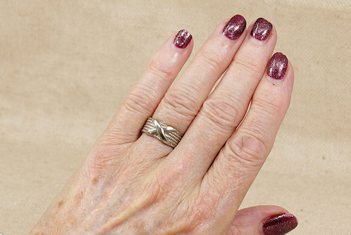 A Bold Sterling Silver Rope Design Band Ring