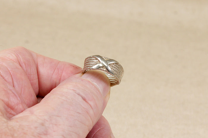 A Bold Sterling Silver Rope Design Band Ring