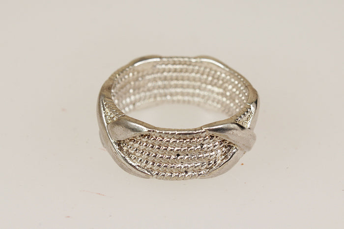A Bold Sterling Silver Rope Design Band Ring