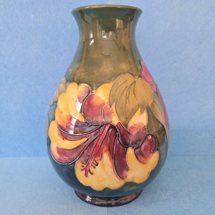 A Large Moorcroft Vase (8.26inch) in the Hibiscus Design by Walter Moorcroft