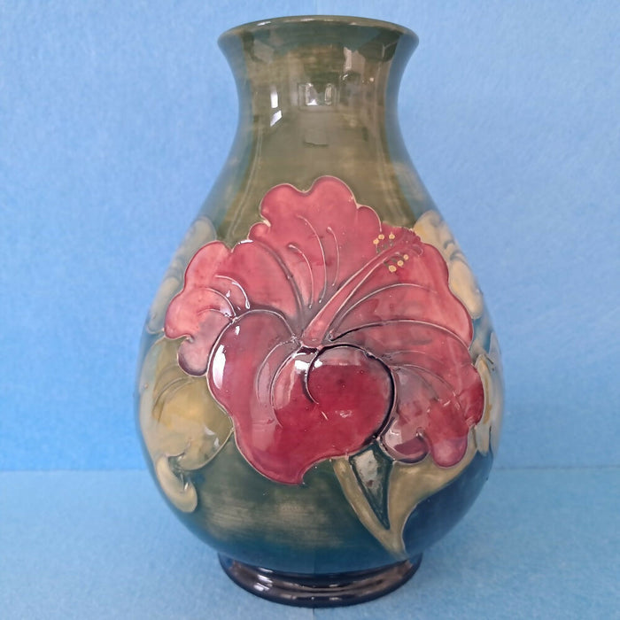 A Large Moorcroft Vase (8.26inch) in the Hibiscus Design by Walter Moorcroft