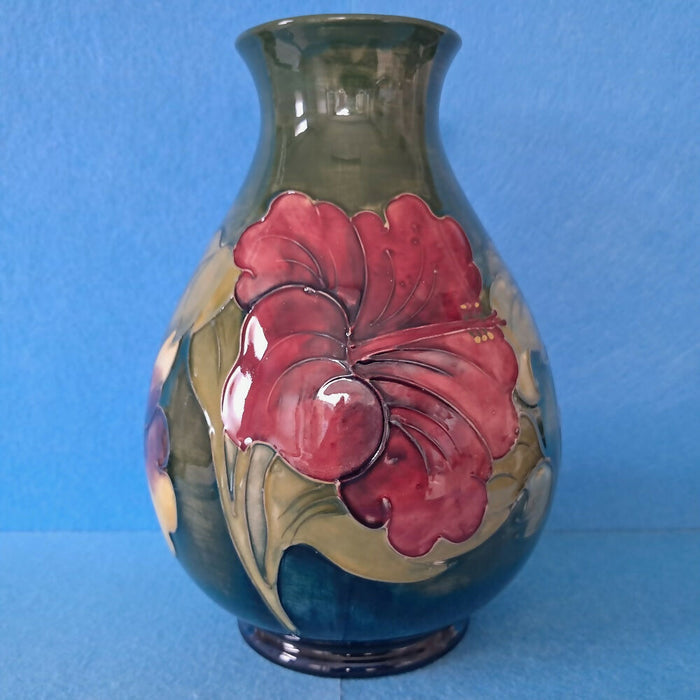 A Large Moorcroft Vase (8.26inch) in the Hibiscus Design by Walter Moorcroft