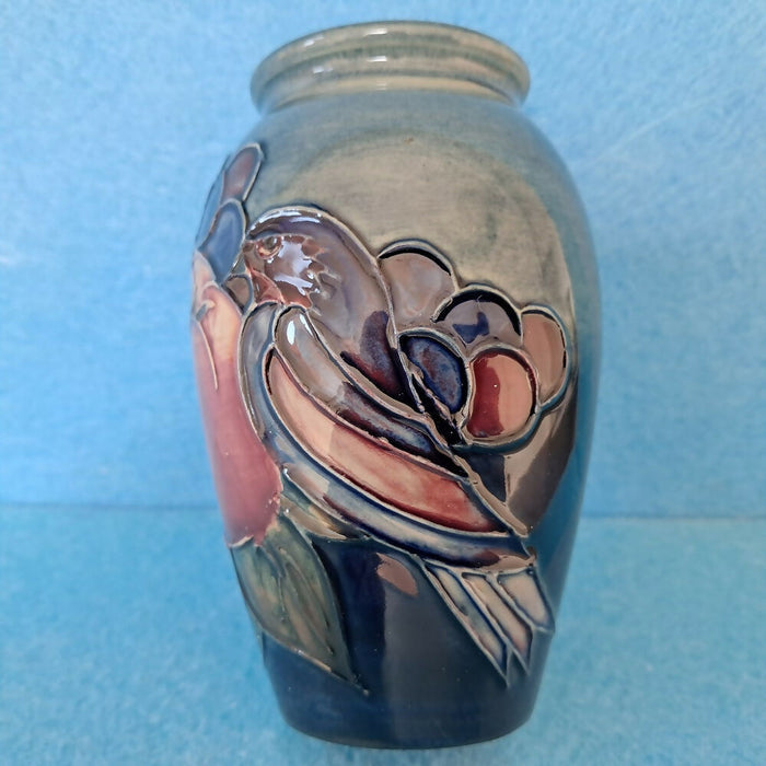A Moorcroft Vase in the Finches Design by Sally Tuffin