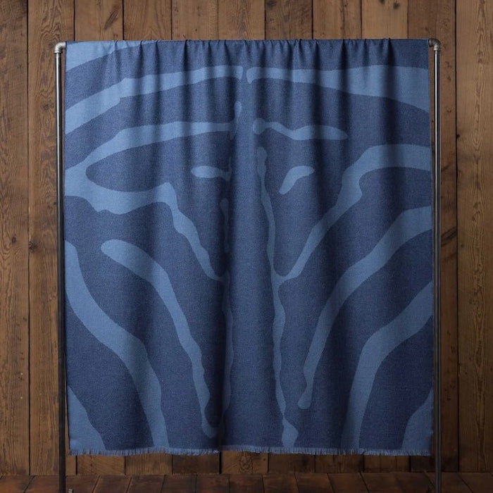 Safari Throw Blanket - Alicia Adams Alpaca Zebra Throw in Navy and English Manor Blue