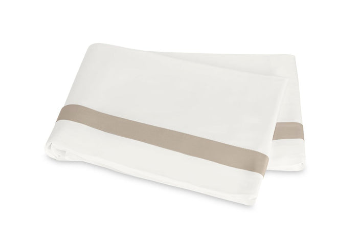 King Flat Sheet - Matouk Ambrose Bedding in Bone and Khaki at Fig Linens and Home