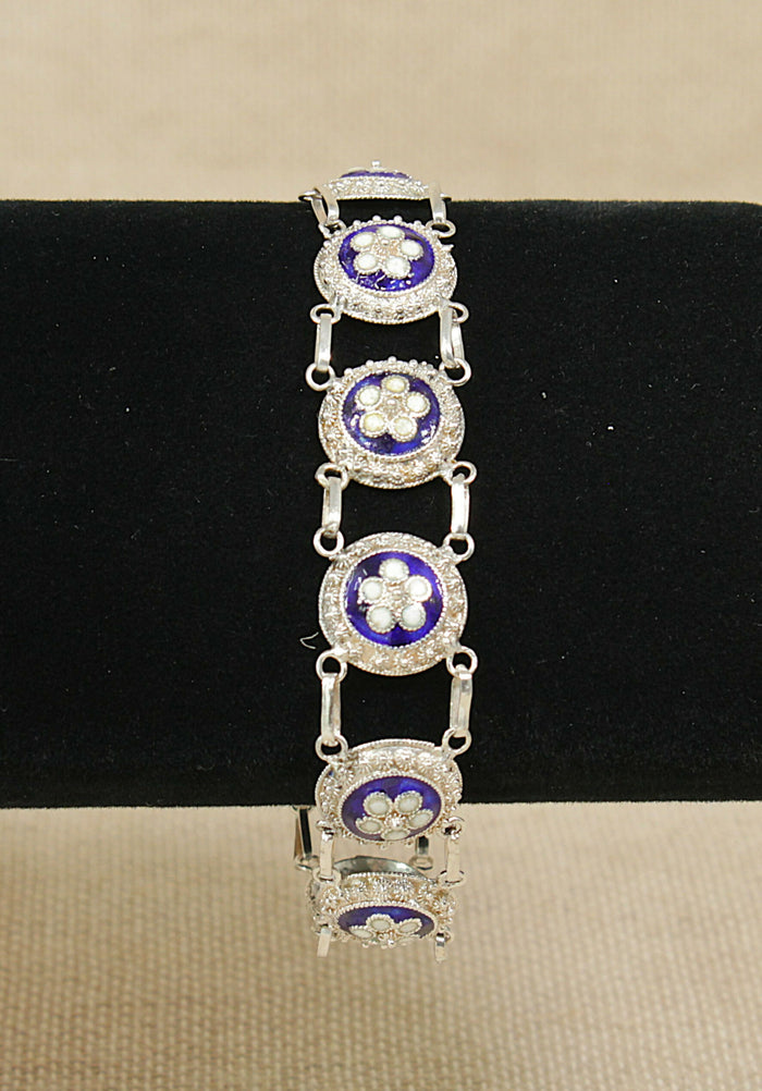 Antique French Silver & Enamel Bracelet