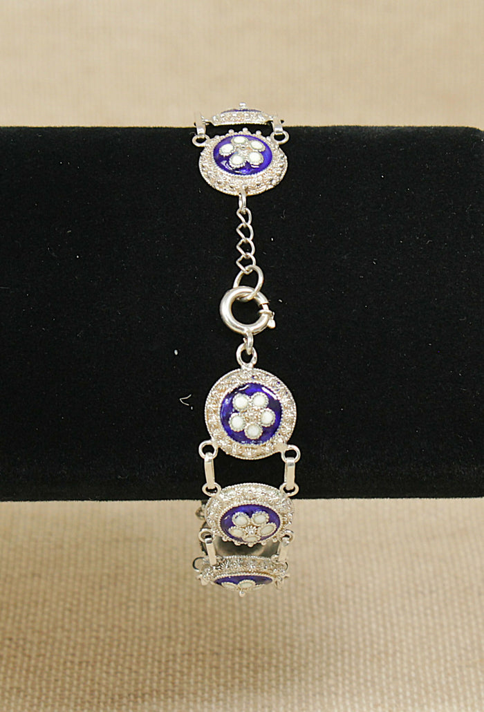 Antique French Silver & Enamel Bracelet