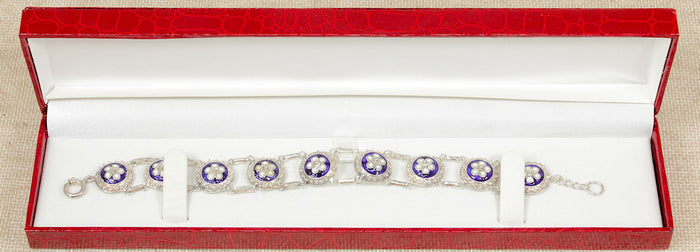 Antique French Silver & Enamel Bracelet
