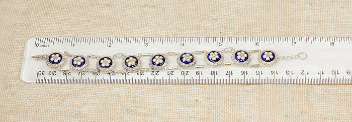 Antique French Silver & Enamel Bracelet