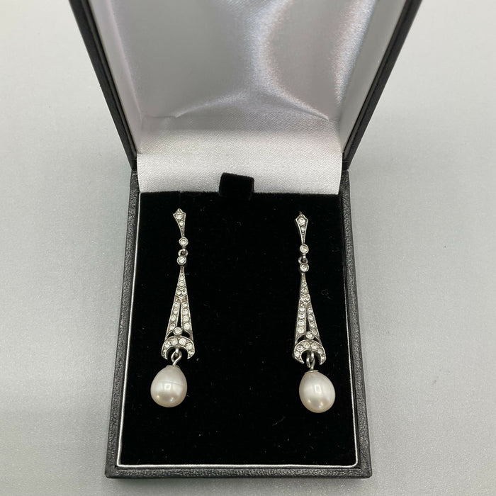 Art Deco Silver and pearl earrings