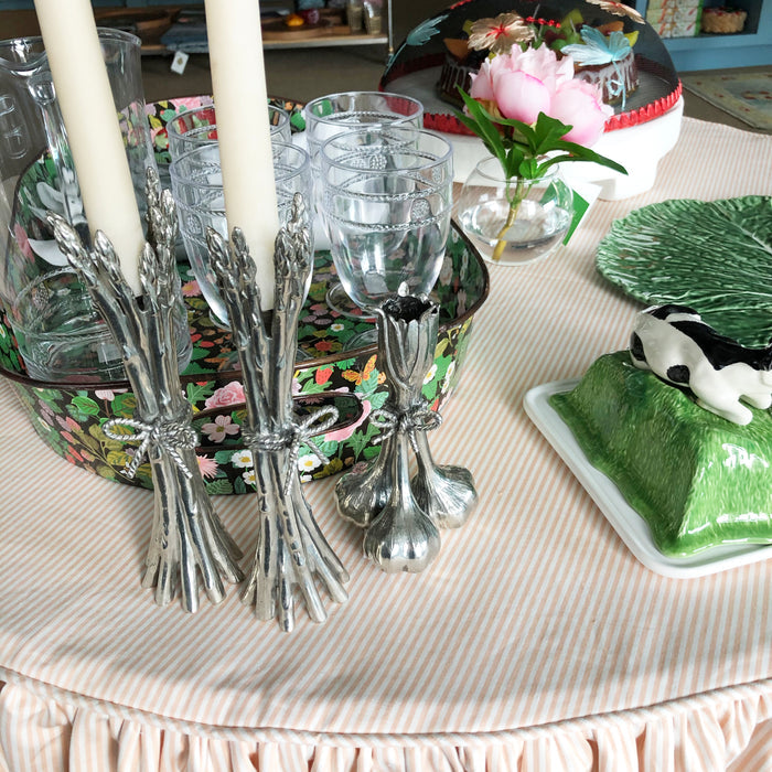 Asparagus Pewter Candlestick, pair