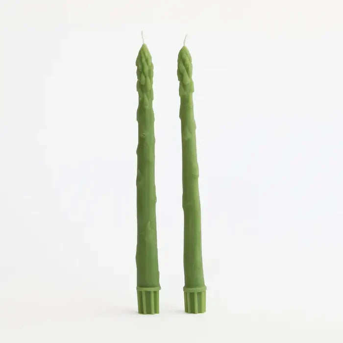 Asparagus Taper Candles, Pair