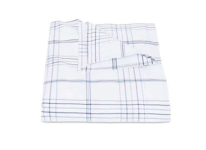 August Plaid Navy Blue Duvet Cover | Matouk Schumacher at Fig Linens and Home