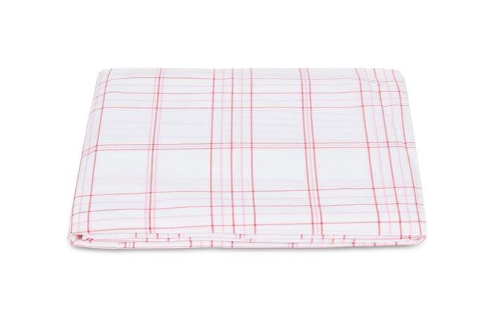 August Plaid Peony Pink Fitted Sheet | Matouk Schumacher at Fig Linens and Home