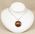 Beautiful Large Sterling Silver & Brown Agate Pendant with 17½-Inch Belcher Chain