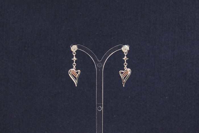 Beautiful Silver & Welsh Gold Overlay Harp Drop Earrings by Clogau - Boxed