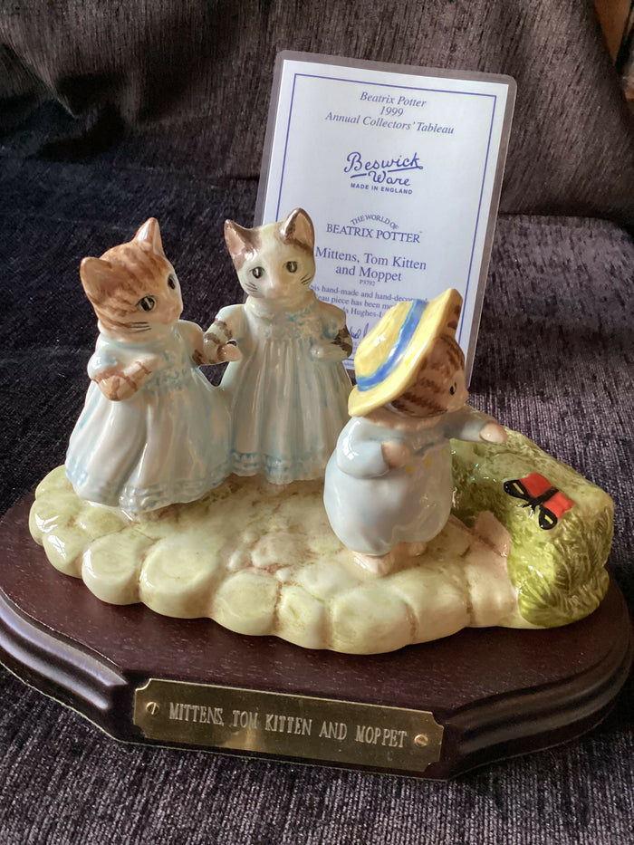 Beswick Beatrix Potter Figurine Beswick Mittens Tom Kitten and Moppet Beswick Beatrix Potter tableau