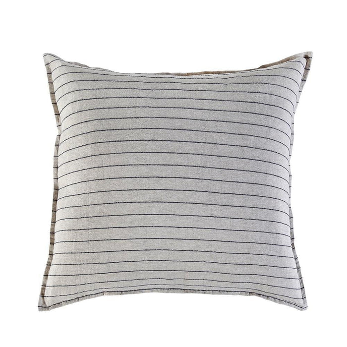 Fig Linens - Pom Pom at Home - Blake Linen Euro Pillow - Flax and Midnight