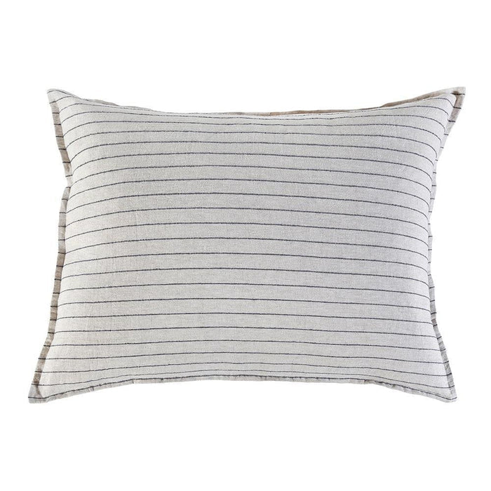 Fig Linens - Pom Pom at Home - Blake Linen Big Pillow - Flax and Midnight