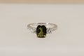 Blingy Silver Green Amethyst & White Topaz Ring