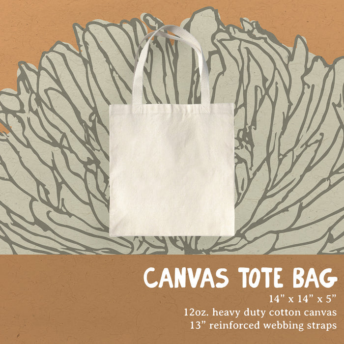 Blue Hand Drawn Tulip - Customizable Canvas Tote Bag