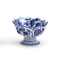 Blue & White Scalloped Footed Bowl
