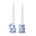 Blue & White Turkey Candleholder, set of 2