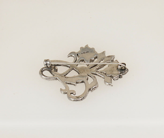 Bold Silver Marcasite ‘Whiplash’ Brooch – Edwardian Era