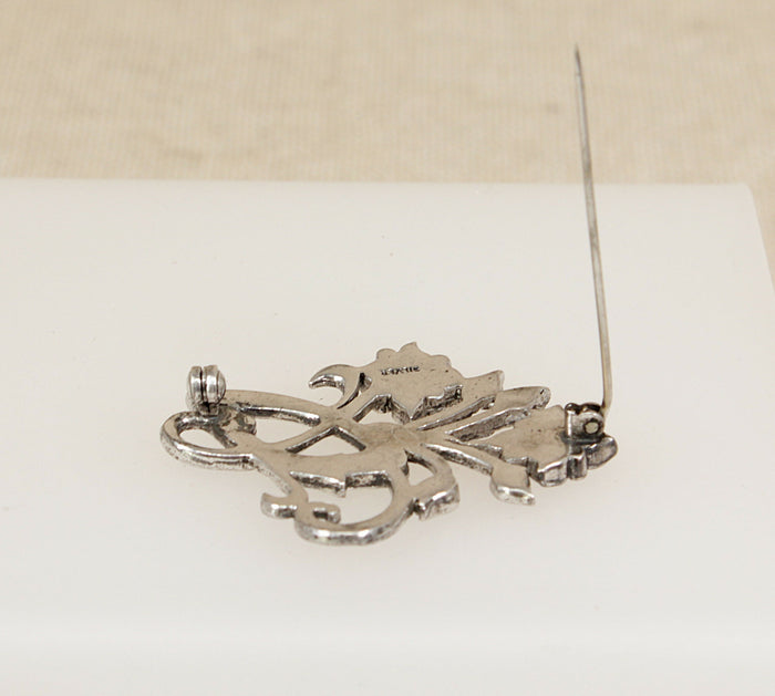 Bold Silver Marcasite ‘Whiplash’ Brooch – Edwardian Era