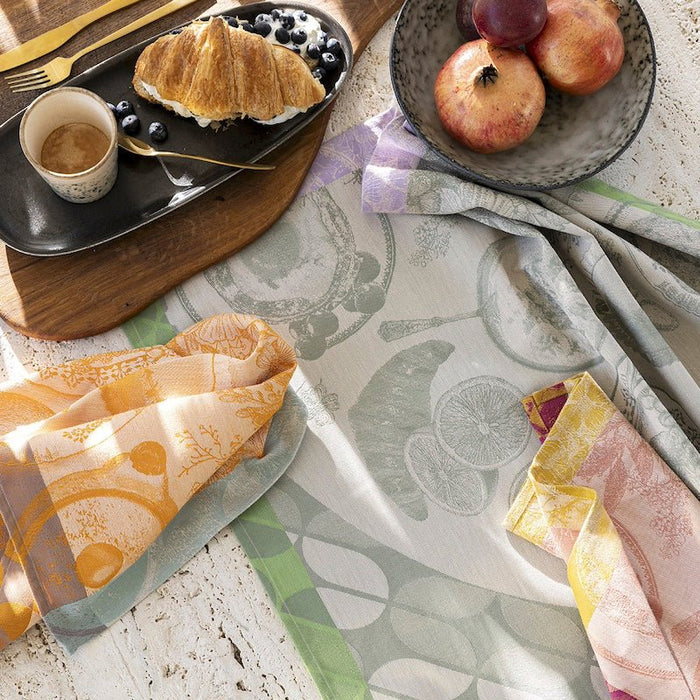 Le Jacquard Français Brunch gourmand green tea towel by le jacquard français - tea towel 24" x 31" green at FIG LINENS AND HOME - 2