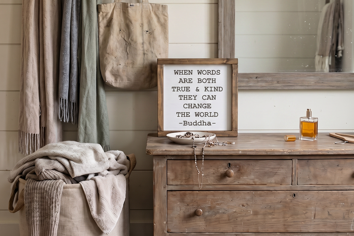Buddha Quote Wood Sign • True and Kind Wooden Wall Art • Handcrafted Home Decor • Motivational Office Sign • Positive Vibe Gift • Mindful Daily Reminder