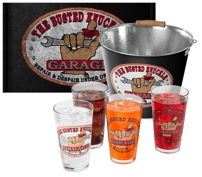 Busted Knuckle Garage Pint Glass Party Bucket Set