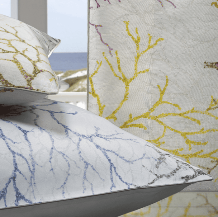 Dea Linens Capalbio Printed Bedding by Dea Linens - Queen Flat Sheet 94" x 114" Ice on White at FIG LINENS AND HOME - 2