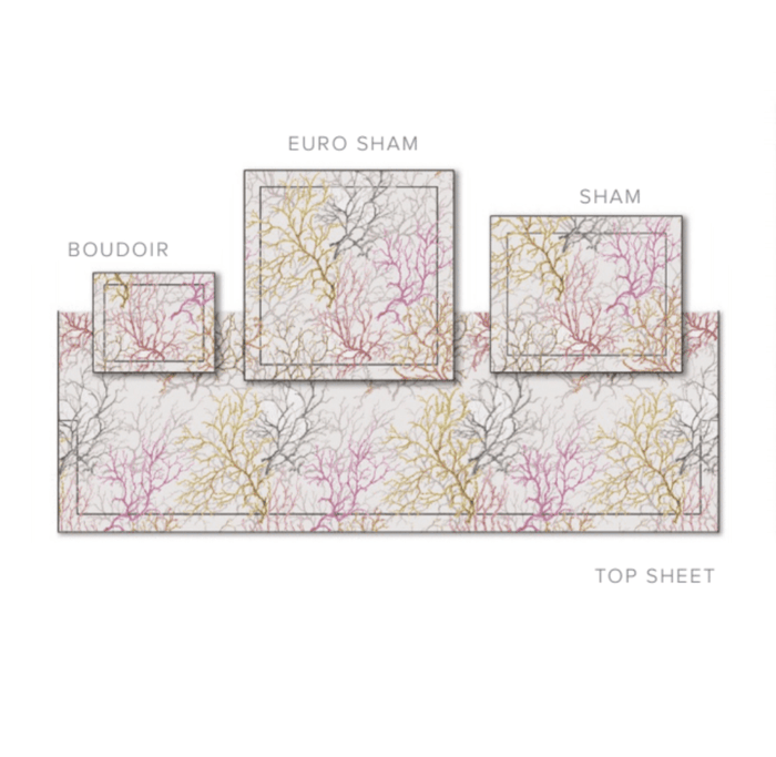 Dea Linens Capalbio Printed Bedding by Dea Linens - Queen Flat Sheet 94" x 114" Ice on White at FIG LINENS AND HOME - 4
