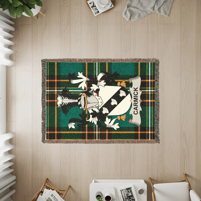 The three sizes available for the Carmick woven cotton blanket.