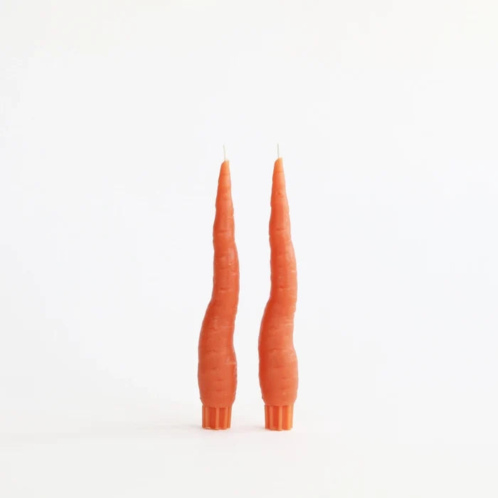Carrot Taper Candles, Pair