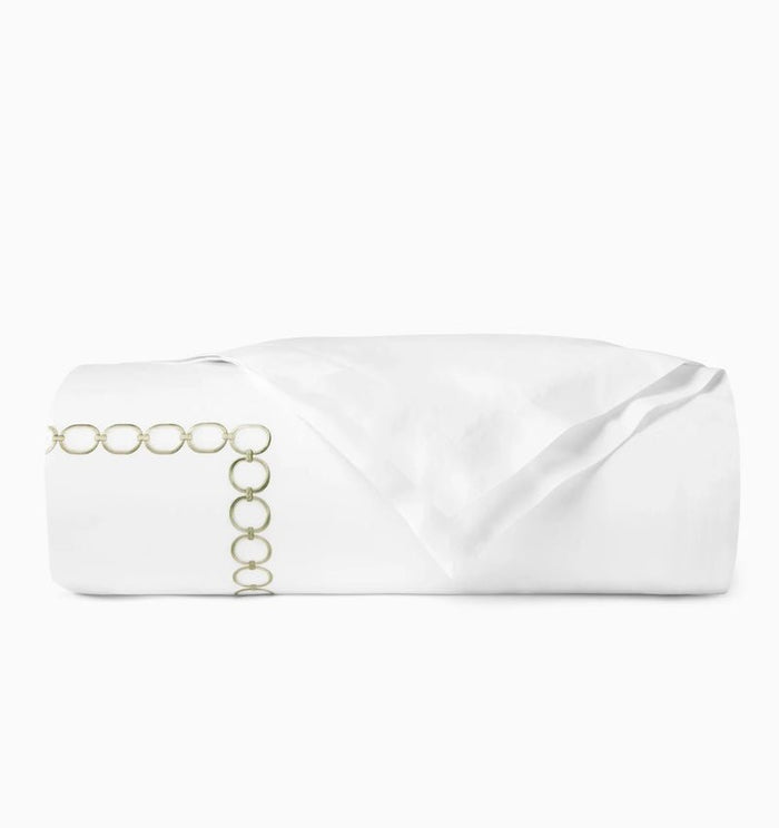 Duvet Cover - Sferra Linens Catena Willow Green Percale Bedding at Fig Linens and Home
