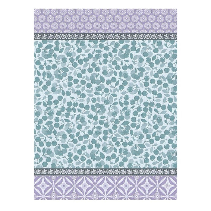 Tea Towel - cerises blue tea towel by le jacquard français at Fig Linens and Home